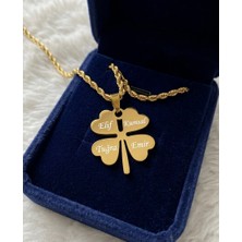 Moonpiece Collection Çelik Isimli Yonca Kolye Burgu Zincirli Yonca Kolye Hediye Sevgili Arkadaş