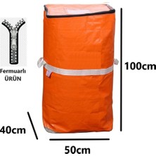 Jokey Ambalaj Iş-Ev Branda Taşıma Çuvalı 50X40+100CM Fermuarlı ve Cepli 170GR.TEKSTIL Çuvalı- (Turuncu)