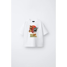 Fasardi Super Bear Adventure Süper Ayı Baskılı Oversize %100 Pamuk Kısa Kollu Unisex Çocuk Tişört