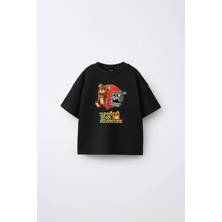 Fasardi Super Bear Adventure Süper Ayı Baskılı Oversize %100 Pamuk Kısa Kollu Unisex Çocuk Tişört