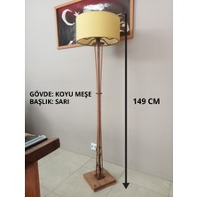 Balsa Dekor Ahşap Ayaklı Lambader Sarı-Koyu Meşe-KÖŞE LAMBASI