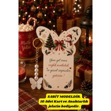 Emtory Home Butterfly | Çam Ağacı Kardan Adam Kartlı Anahtarlık - Kelebek Anahtarlık - Yılbaşı Hediyesi 10X13CM