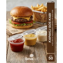 Sevapet 4 Oz (100 Cc) Kendinden Kapaklı Pp Sos Kabı / 50 Adet Saklama Kabı