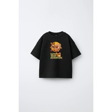 Fasardi Super Bear Adventure Süper Ayı Baskılı Oversize %100 Pamuk Kısa Kollu Unisex Çocuk Tişört