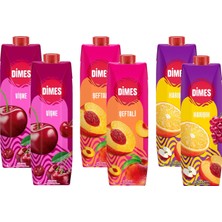 Dimes Vişne-Şeftali-Karışık Meyve Suyu 1 Lt 6 Li Karma Paket