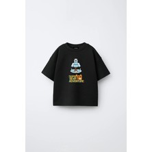 Fasardi Super Bear Adventure Süper Ayı Baskılı Oversize %100 Pamuk Kısa Kollu Unisex Çocuk Tişört
