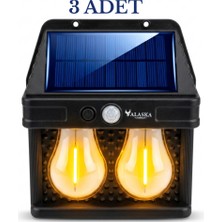 farissu Hw 779-2 Solar Hareket Sensörlü Dış Mekan Bahçe Lambası - 2 LED Retro Filamanlı Duvar Apliği