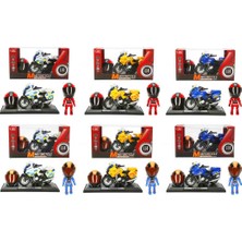 Sunman Motorcycle MY66-M1217K Sesli Işıklı Bmw Kasklı Oyuncak Motosiklet Figürü (1:14)