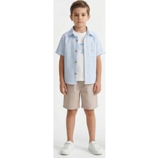 Queen Kids  Erkek Çocuk Keten 3'lü Takım Mavi