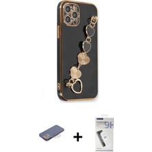 Marsilyan™- iPhone 12 Pro Kılıf Nova Işık Prime - Şeffaf Uv Polymer Nano Ekran Koruyucu + Mavi Renkli Kamera Lens Koruma Cam