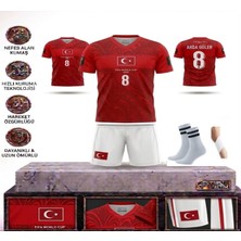 Yenteks Türkiye Euro 2026 Milli Takım Arda Güler Kırmızı-Beyaz Çocuk Futbol Forması Özel Tasarım Forma 4 Parça Forma+Şort+Çorap+Bileklik (Kodf2)