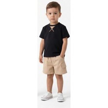 Queen Kids  Erkek Çocuk Keten Şortlu Takım Lacivert