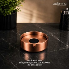 Pelenna 5 Adet Lüks Pvd Bakır Kaplama Çelik Skoçlu Yuvarlak Kapaklı Küllük; 8 Cm.