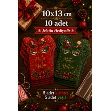 Emtory Gift Gifty | Yılbaşı Kırmızı Yeşil Kelebek Kart - Paketleme Kartı - Hediye Kartı - Aksesaur Kartı