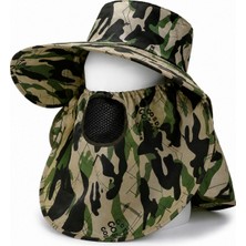 Ense Korumalı Outdoor Şapka - Maskeli - Kamuflaj (M-8)- Savex