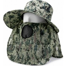Ense Korumalı Outdoor Şapka - Maskeli - Dijital Kamuflaj (M-2)- Savex