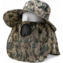 Ense Korumalı Outdoor Şapka - Maskeli - Dijital Kamuflaj (M-1)- Savex