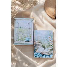 giftkonsept Papatya ve Kitap Temalı Cozy Reading Ikili Çizgisiz Defter Seti