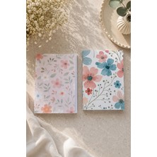 giftkonsept Pastel Çiçek Desenli Soft Floral Tasarımlı Ikili Çizgisiz Defter Seti