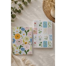 giftkonsept Renkli Floral Tasarımlı Estetik 50 Sayfa Ikili Çizgisiz Defter Seti