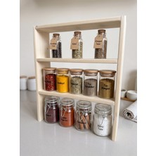 Nest Wood Doğal Ham Ahşap Baharatlık Rafı – Mutfak Tezgah Üstü Düzenleyici Baharat Standı 38X35 cm