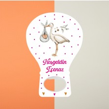 reklamalani.com 20 Adet Açacak Magnet , Leylek Temalı Yeni Doğan Balon Magnet , Kız Bebek Magnet