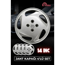 YONGA OTO AKSESUAR Fiat Tofaş Doğan Şahin 14 İnç Jant Kapağı 4'lü Set Gümüş + 4 Amblem