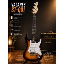 Valares ST-Q01 Sunburst Elektro Gitar | Profesyonel Sahne Performansı | Full Aksesuar Hediyeli