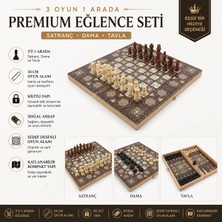 Elifeshop Lüks Ahşap Sedef Görünümlü Katlanabilir 3’ü 1 Arada Satranç Dama Tavla Seti Kilitli 34CM Oyun Takımı