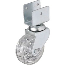 Mudanis 328 - 50X20 mm Şeffaf Makaralı Kısa U Tablalı Teker 4 Adet