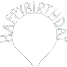 Party Express Taşlı Taç Happy Birthday - Gümüş