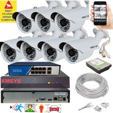 Bises 7 Li Yapay Zeka Destekli 5 Mp 1940P Görüntü Poe Bağlantılı 48 Ir LED Gece Görüş Ip Kamera Seti 748POE