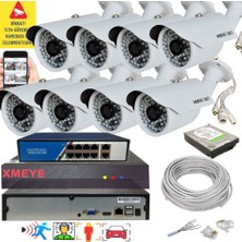Bises 8 Li Yapay Zeka Destekli 5 Mp 1940P Görüntü Poe Bağlantılı 48 Ir LED Gece Görüş Ip Kamera Seti 748POE
