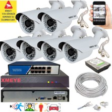 Bises 6 Lı Yapay Zeka Destekli 5 Mp 1940P Görüntü Poe Bağlantılı 48 Ir LED Gece Görüş Ip Kamera Seti 748POE