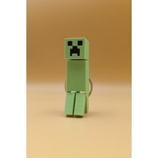 Rodopiva Hareketli Piksel Oyun Karakteri Creeper Figürlü Anahtarlık - Eklemli Hediyelik Çanta Süsü (Büyük Boy: 7cm)