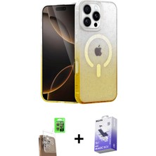 Marsilyan™- iPhone 16 Pro Kılıf Eksen Minimal Özel Seri - Siyah Bilvis 5in1 5d Magic Hayalet Cam Ekran Koruyucu + Çöl Titanyum Raze Metal Kamera Lens