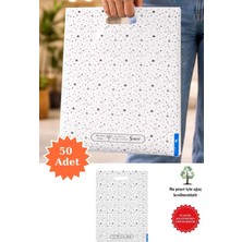 Plas and Plus Plas+Plus Güçlendirilmiş El Geçmeli Takviyeli Mağaza Poşeti 32 x 42 cm Elit Yıldız Desen Baskı 50 Adet Plastik