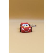 Rodopiva Örgü Desenli Şimşek Mcqueen Figürlü Araba Anahtarlığı (Plastik)-  Çanta Süsü Charm
