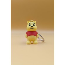 Rodopiva Örgü Desenli Sevimli Sarı Ayıcık (Winnie) Figürlü Araba Anahtarlığı (Plastik)-  Çanta Süsü Charm