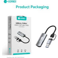 Coteci Canlı Yayın Video Yakalama Kartı 4K 60Hz USB 3.0 / Type-C Ikili Arayüz 1080P 60Hz Video Capture Card K Capture-01