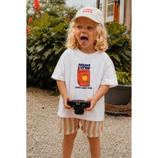 Monila Unisex Çocuk Pamuklu Bisiklet Yaka Baskılı T-Shirt