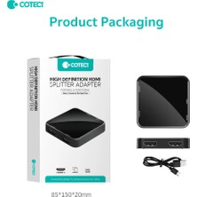 Coteci HDMI 1.4 Splitter 1 Giriş 2 Çıkış Görüntü Çoğaltıcı Adaptör 4K 1080P Çift Ekran Yansıtma Ps5 Xbox Laptop Tv Monitör Projeksiyon Uyumlu