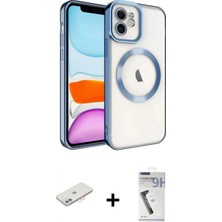 Marsilyan™- iPhone 11 Kılıf Nova Işık Özel Seri - Şeffaf Uv Polymer Nano Ekran Koruyucu + Pembe Renkli Kamera Lens Koruma Cam