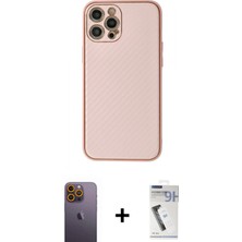 Marsilyan™- iPhone 12 Pro Kılıf Ahenk Işık - Şeffaf Uv Polymer Nano Ekran Koruyucu + Sarı Neon Fosforlu Kamera Lens