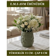 E.M.S Mint Yeşili Renk Dekoratif Vazo Saksı Petek Desenli Saksı  11 cm Yükseklik 8 cm Çap.