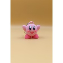 Rodopiva Örgü Desenli Sevimli Pembe Oyun Karakteri Kirby Figürlü Anahtarlığı (Plastik)-  Çanta Süsü Charm