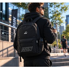 Bagacar Run Siyah Sırt Çantası Günlük Okul Seyahat ve Spor Sırt Çantası