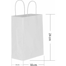 Beyaz Kraft Büküm Saplı Çanta 18X8X24