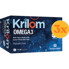 Krilom Omega 3 Balık Yağı ve Astaksatin Ekstresi 50 Kapsül - 3 Adet (Toplam 150 Kapsül) - Dezenfektan Hediyeli (%72 Alkol)