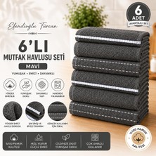 Efendioğlu Türcan Purecotton Antrasit 30*50 cm  6 Lı Ultra Emici Yumuşak Dokulu Mutfak El Havlusu